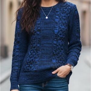 Banana Republic Women’s Navy & Black Cable Knit Sweater with Side Zip | Size S